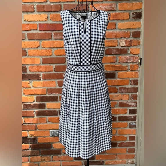 Talbots Dresses & Skirts - NWOT Talbots Blue & White Gingham Check Sleeveless Pleated Dress Size 8P